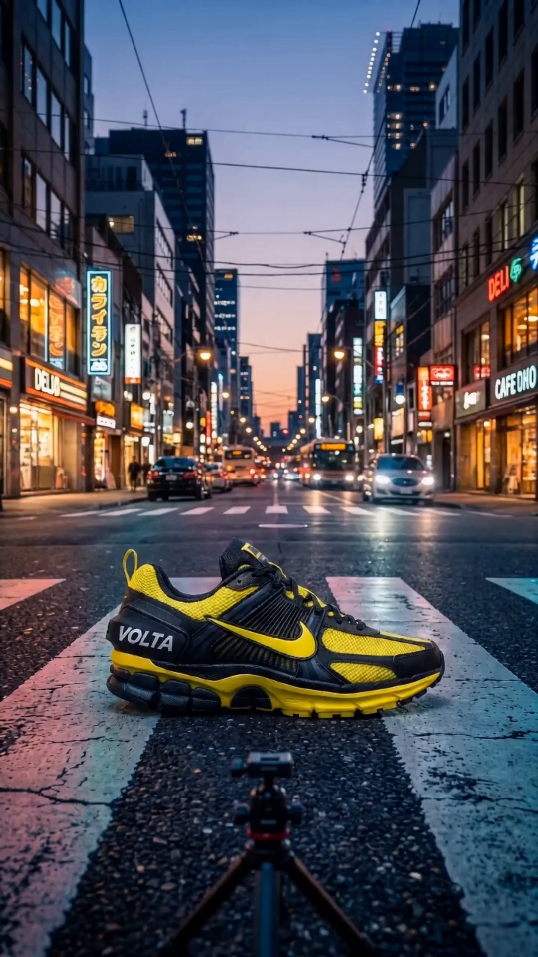 VOLTA sneaker ad — city hyperlapse still frame